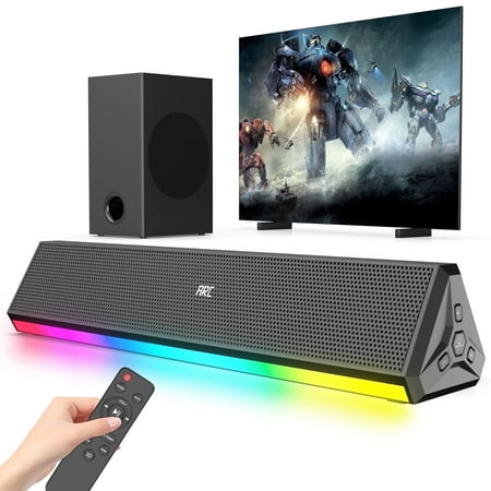 DR. J Professional 2 in 1 Separable Sound bar for Smart TV, 32 Inch 2.2 CH Bluetooth Soundbar with 3D Surround Sound System, Built-in Dual Subwoofer, Bass Adjustable