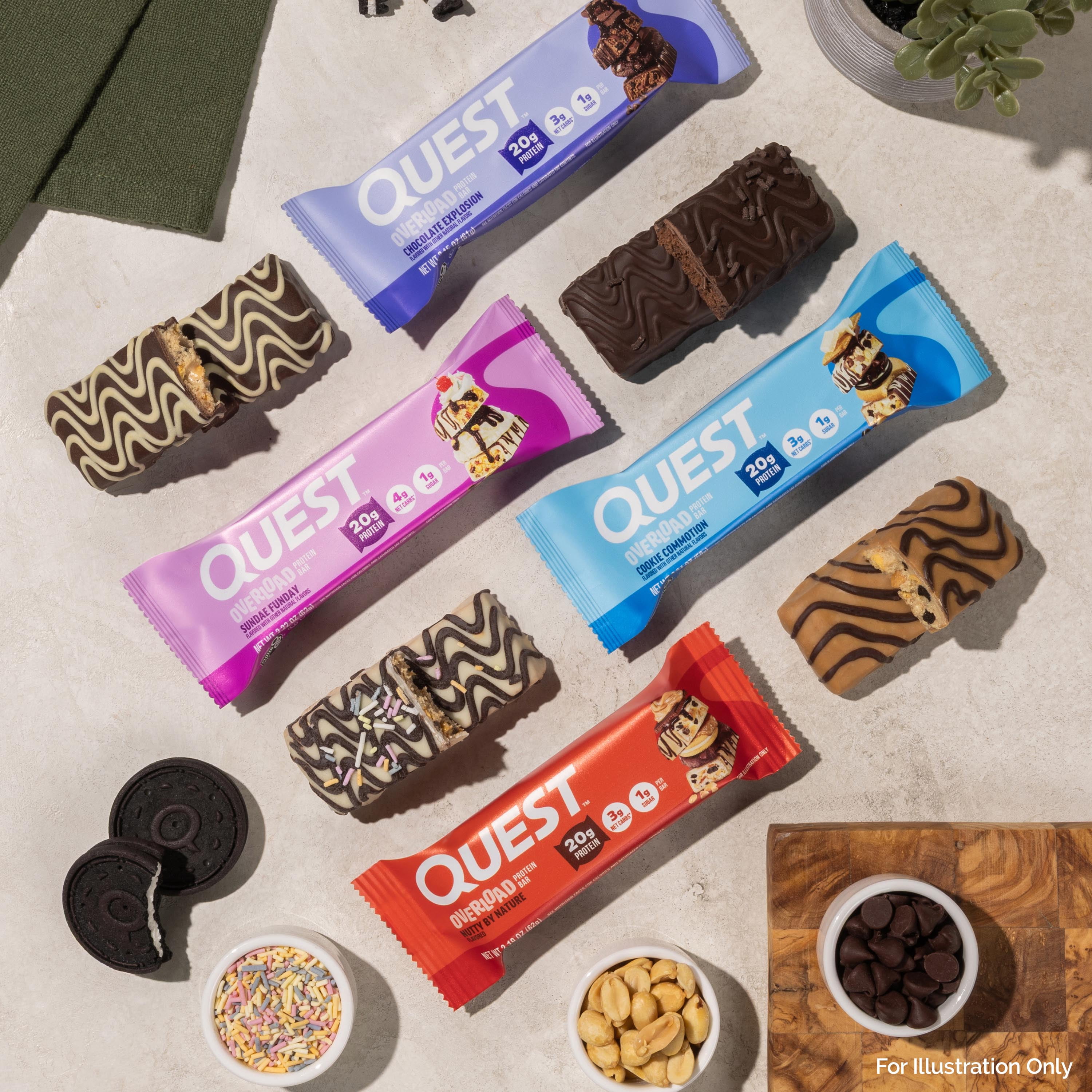 Quest Overload Protein Bars, Nutty by Nature Flavor, 20g of Protein, 12 Count