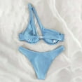 thumbnail image 4 of Bigersell Underwire Swimsuits for Women - Trendy One Shoulder Bikini Sets - High Cut 2 Piece Bathing Suits - Vacation Two Piece Swimsuits Beach Swimwear Light Blue M, 4 of 5
