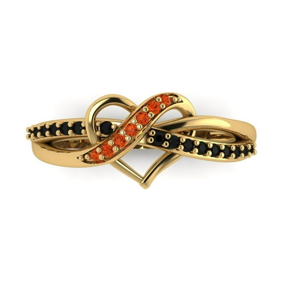 Solitaire with Accents Engagement Ring for Women - 0.22ct Simulated Red Diamond in 18K Yellow Gold Promise Ring