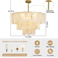 thumbnail image 5 of DingLiLighting 12 Light Shell Crystal Chandelier Flush Mount Ceiling Light Round Chandelier Hanging Light Adjustable for Living Room Bedroom Kitchen, E12 Bulbs Included, 5 of 8
