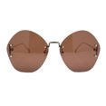 thumbnail image 2 of Womens Oversized Metal Frame Rimless Butterfly Glam Sunglasses Gold - Brown, 2 of 4
