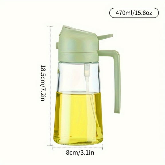 Olive Oil Dispenser Bottle for Kitchen 2 in 1 Oil Sprayer for Cooking, 17oz/500ml Glass Oil Spray Bottle with Pourer Food-grade