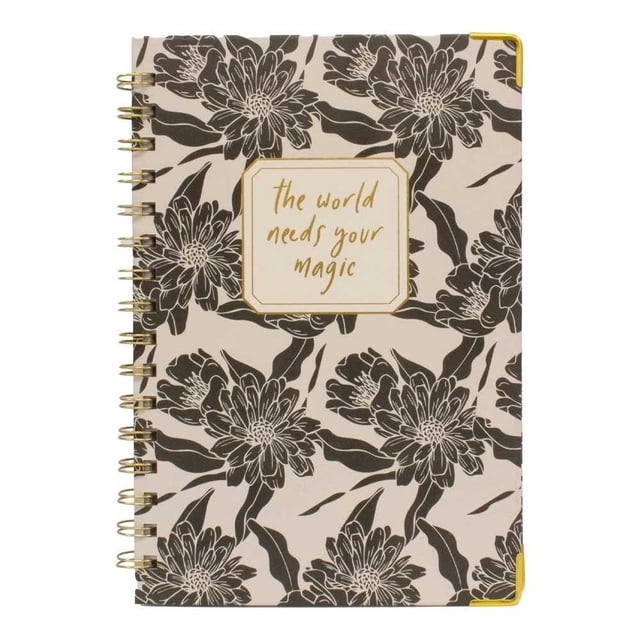 Cuaderno Pen + Gear Floral Espiral Metálico 80 Hojas de Punto Forma Francesa