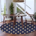 thumbnail image 4 of 7ft Round Rug, Pineapple Non-Skid Rubber Backing Large Area Rugs - Living Room Bedroom Home Office, Yellow Fruit Navy Blue Summer Tropical Indoor Floor Mat Carpets Washable Rug, 4 of 9