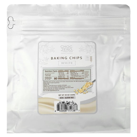 ChocZero, Baking Chips, White, 20 oz Pack of 3