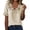 A_ Beige, variant on Women's Ruffled V Neck Puff Short Sleeve Blouse Sage Moss Tone Solid Linen Loose Casual Top for Daily Summer Vacation Wear White XXL