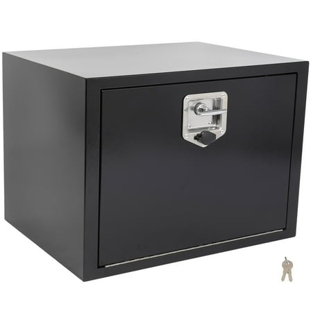 CCIYU 24 Inch Iron Truck Bed Toolboxes, Heavy Duty Truck Tool Box with Lock Keys, Storage Tool Box Chest Box Organizer for Pickup, RV, Truck Bed, Trailer, 24"x 18"x18", Black