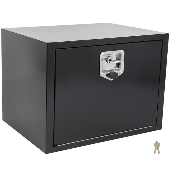 CCIYU 24 Inch Iron Truck Bed Toolboxes, Heavy Duty Truck Tool Box with Lock Keys, Storage Tool Box Chest Box Organizer for Pickup, RV, Truck Bed, Trailer, 24"x 18"x18", Black