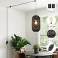 thumbnail image 5 of Cinkeda Plug in Black Pendant Light Dimmable Rattan Hanging Lamp for Kitchen Island Living Room Bedroom,LED Bulb Included, 5 of 6