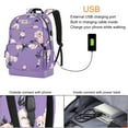 thumbnail image 3 of Mosiso 15.6 16 inch Laptop Backpack for Women Business College School Travel Casual Daypack Bag with Luggage Strap & USB Charging Port, Purple Camellia, 3 of 6