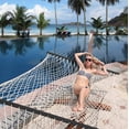 thumbnail image 7 of Lazy Daze 13FT Double Rope Hammocks, Traditional Hand Woven Cotton Hammock with Spreader Bar, Carrying Bag and Tree Hooks for Outdoor, Indoor,Poolside for 2 People, Max 450 Lbs, Natural & Black, 7 of 7