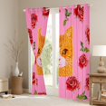 thumbnail image 3 of Feelyou Kawaii Cat Kitten Blackout Curtains Set of 2 (52x84 Each) for Kids, Rose Flower Floral Window Curtains, Pink Cartoon Animal Theme Curtains and Drapes, Black Out Curtains Decor, 3 of 6