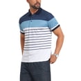thumbnail image 4 of INSPIRE CHIC Men's Colorblock Striped Short Sleeve Three Button Work Polo Shirts 2XL Blue White, 4 of 5