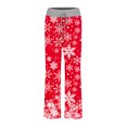 thumbnail image 5 of WREESH Womens Christmas Pajama Pants Winter Elastic Waist Wide Leg Sweatpants Loose Drawstring Pants With Pokets Red, 5 of 5