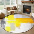 thumbnail image 3 of Yellow Gray Round Area&nbsp;Rug 8ft Graffiti Color Block Mottled Geometric Modern Non-Slip&nbsp;Washable Circle Rugs Soft Felt Indoor Floor Mat for Bedroom Kitchen Living Room Bathroom, 3 of 9