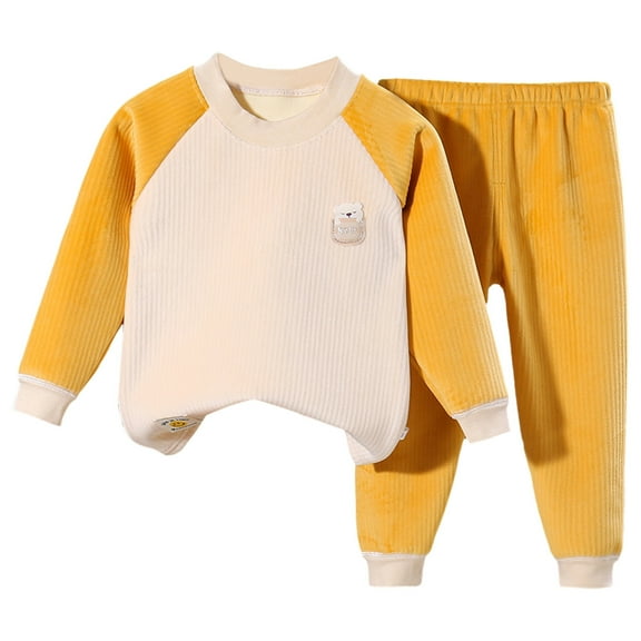 CUZIBR Kids 2 Piece Toddler Boys Girls Winter Pajama Sets Warm Matching Sleepwear Sets Tops Pants Outfits Sleepwear Cute Dailywear For Child