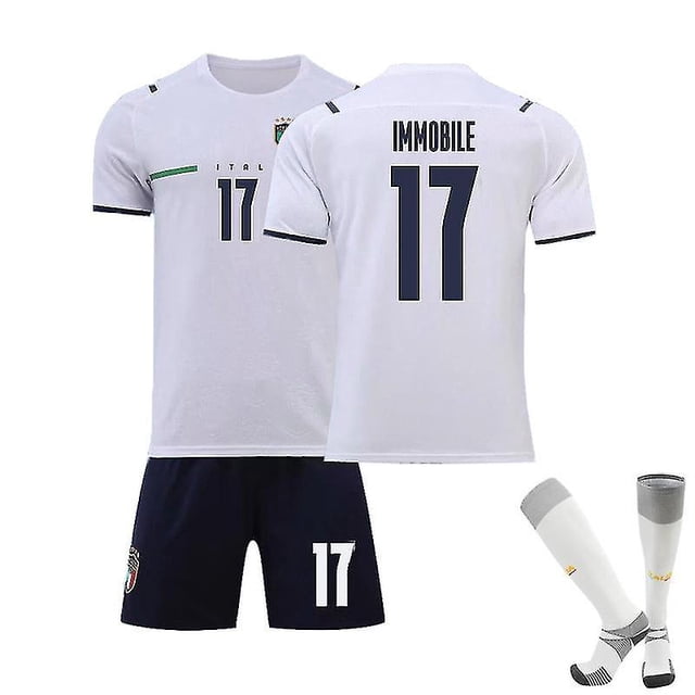 Italia Ciro Immobile Camiseta de fútbol No.17 Camiseta de adulto Camiseta de fútbol de visitante Conjunto corto con calcetín-XXL (185-190 cm)- BmatwkZeng Bmatwk Jersey