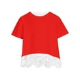 thumbnail image 4 of Dezsed Girls Casual Tunic Tops Short Sleeve Loose Soft Blouse T-Shirt Kids Summer Crew Neck Lace Pullover Tops 8-9 Years Red, 4 of 4