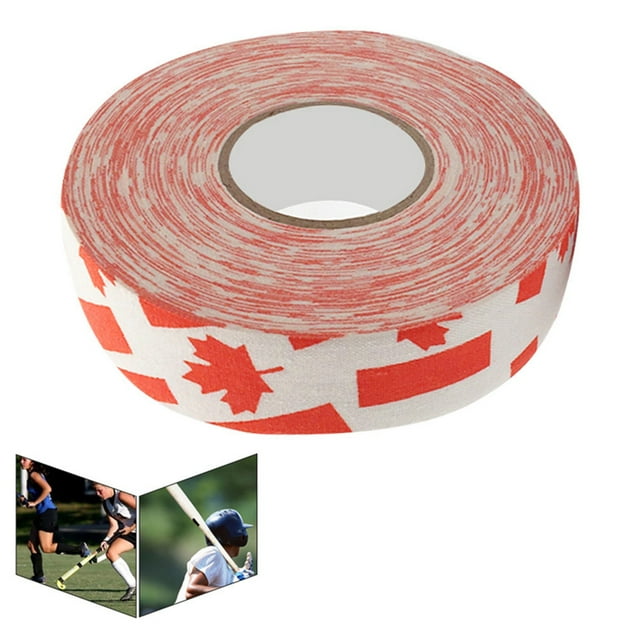 Hockey Protective Tape Badminton Pole Tape Hockey Stick Tape Wear Anti Skid Strong Adhesion for Hockey Badminton Racket and Pole Protection 2.5cm X 25m Red Maple Leaf & Stripes