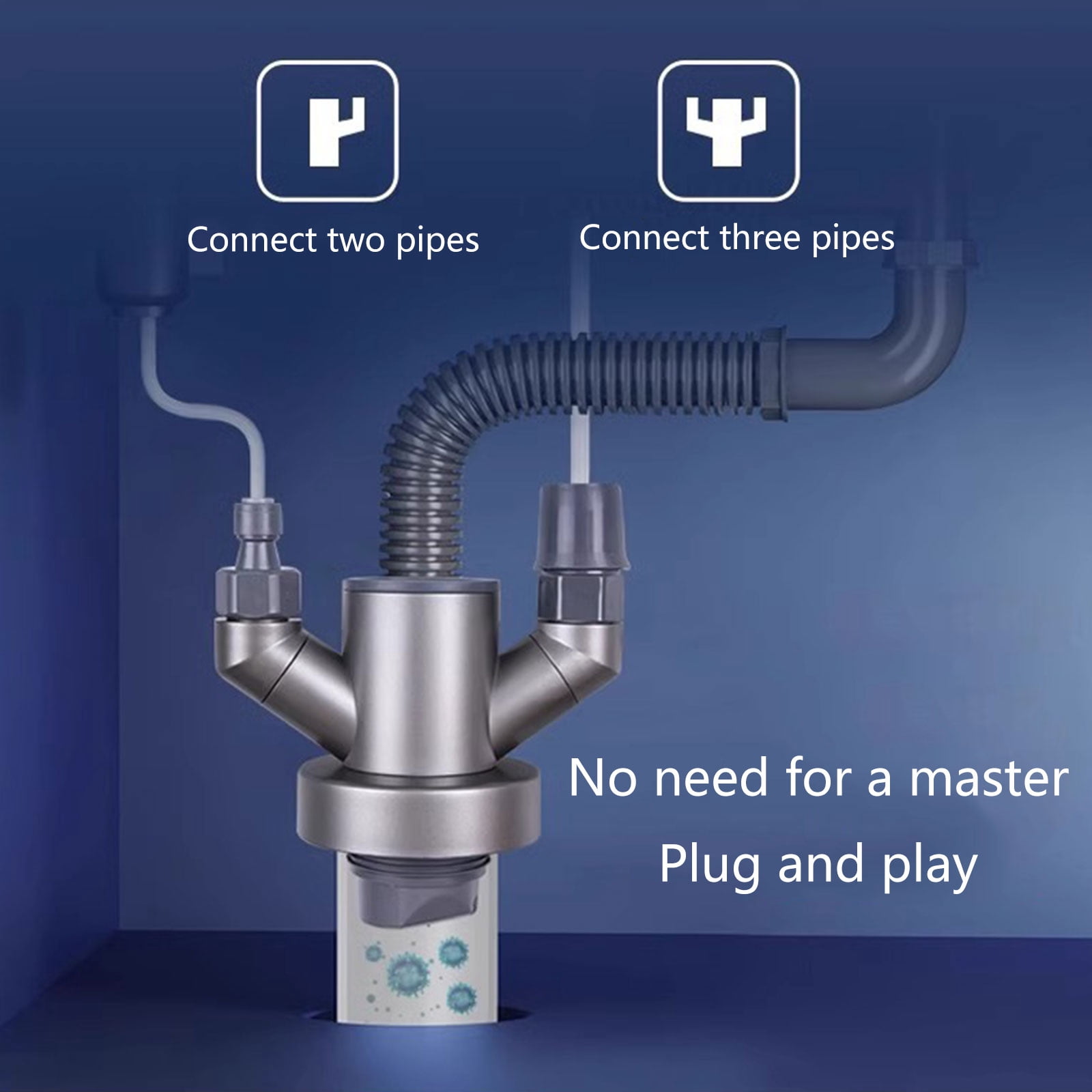 Dishwasher Drain System Pipe Drainpipe Connector Triples Sink Adapters Smell Prevention Efficient Sink Drain Interfaces