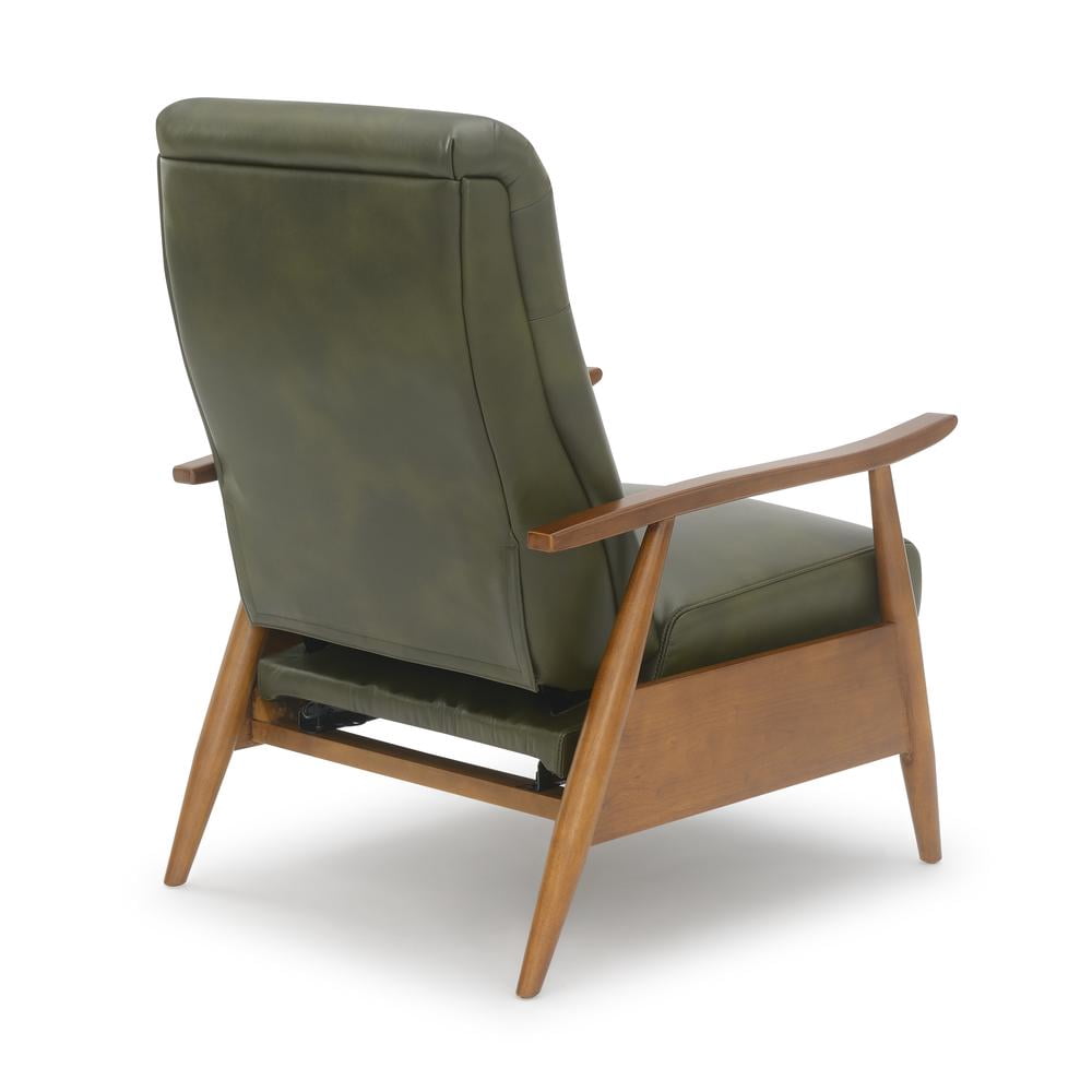 Comfort Pointe Solaris Fern Green Faux Leather Wood Arm Push Back Recliner