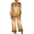 thumbnail image 6 of Yufatyle Halloween Pjs Women Bat Printing Round Neck Long Sleeved Shirts Long Pants Set Sleepwear Comfy Homewear Brown L, 6 of 6