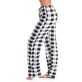 thumbnail image 4 of Womens Trousers Micro Elastic Plaid Home Pants Drawstring Elastic Waist Loose Wide Leg Pajama Pants Dress Pants Women Black M, 4 of 4