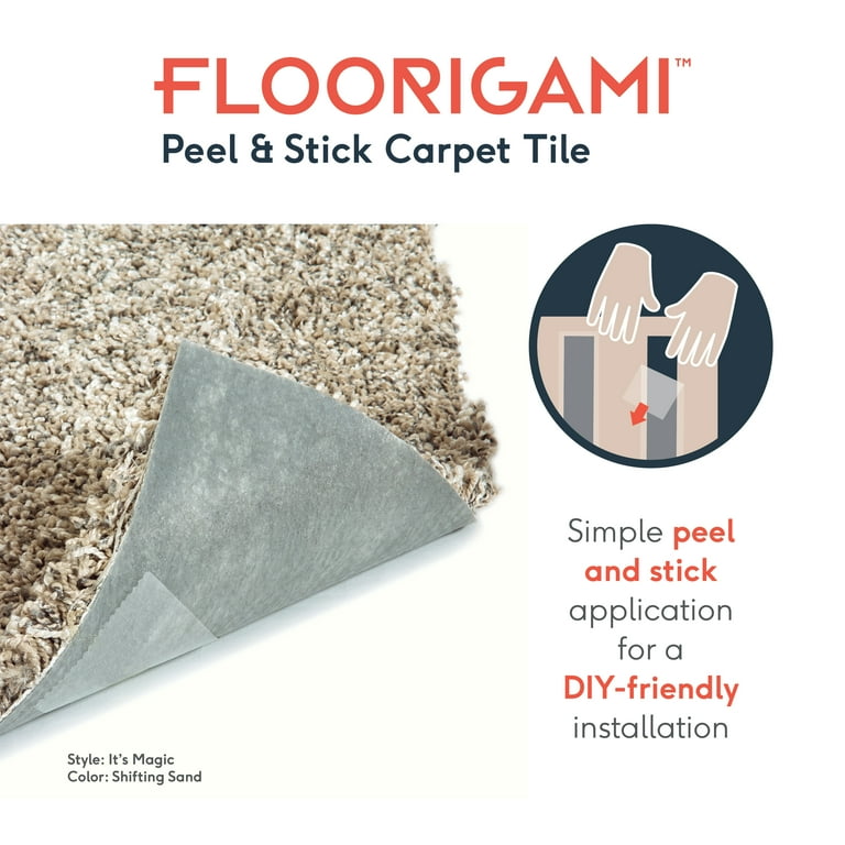 Floorigami It's Magic Smoke Texture Peel and Stick 9 in. x 36 in. Plank Carpet Tile (6-Tiles/Case) Floorigami It's Magic Smoke Texture Peel and Stick 9 in. x 36 in. Plank Carpet Tile (6-Tiles/Case)