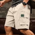 thumbnail image 2 of LWFFDAW Mens Cargo Shorts with Zipper Pockets Casual Drawstring Elastic Waist Work Shorts Utility Athletic Shorts Summer Loose Fit Beach Shorts, 2 of 10