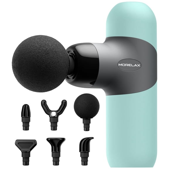 Pistola de Masaje Mini Morelax Menta Portátil de Percusión Muscular de Tejido Profundo Con 6 Cabezal