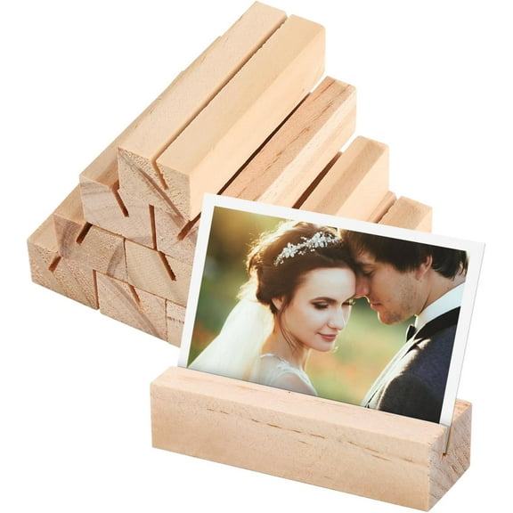 10PCS Wood Place Card Holders Wood Table Number Sign Stands Picture Display Stand for Home Wedding Dinner Party