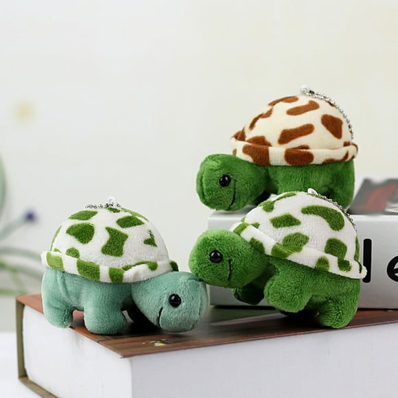 ORDDIART 3Pcs Stuffed Turtle Keychain Pendant Plush Ornament with Chain for Key Bag Decoration