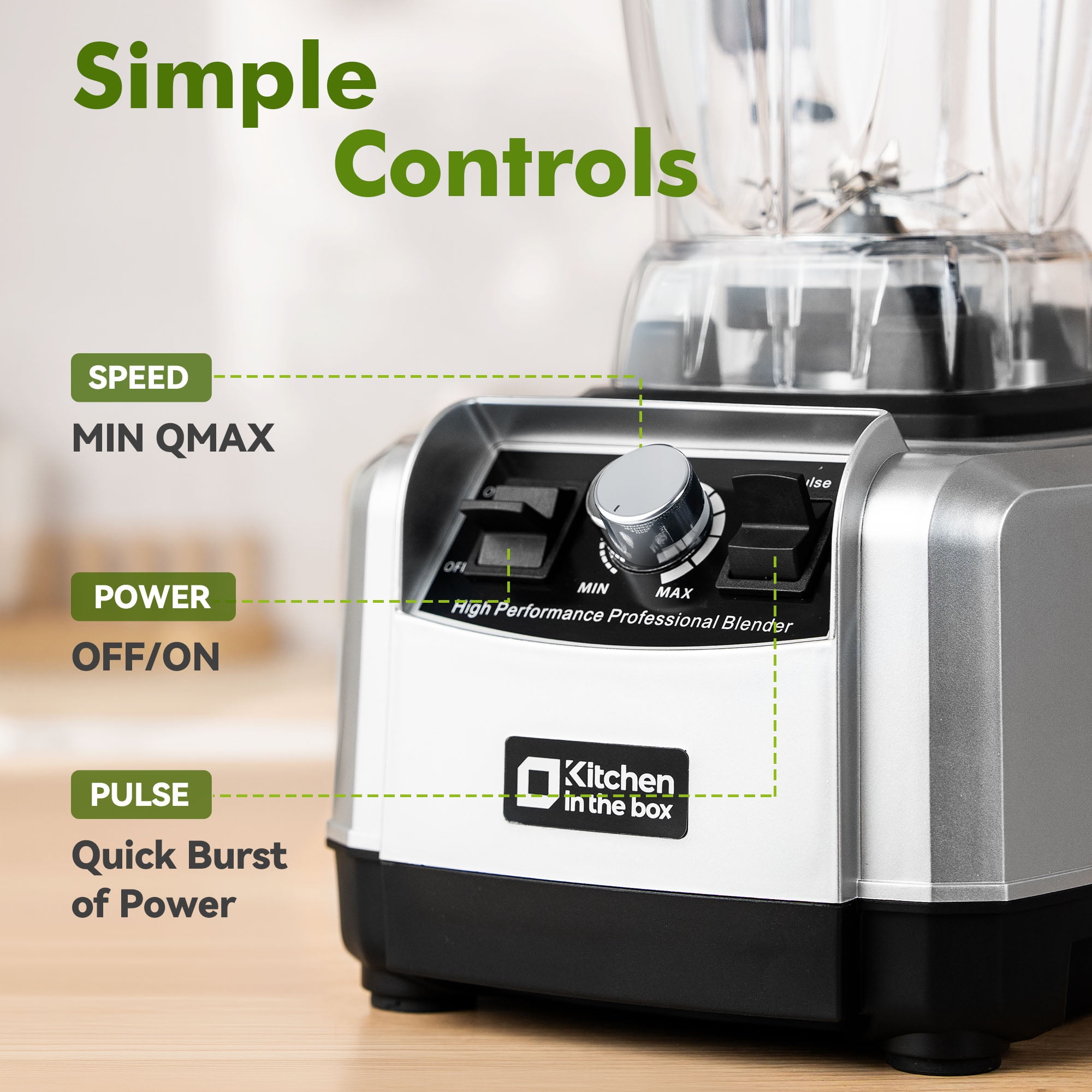 Kitchen in the box 68 oz High-Power Countertop Blender, 1450W (2