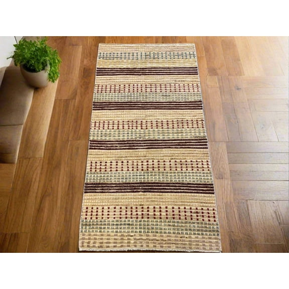 Multicolor Striped Modern 3X6 handmade Wool Rug # 9245