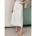 thumbnail image 5 of White Denim Straight Midi Skirt With Side Slit Pocket Casual, 5 of 21