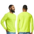 thumbnail image 2 of Hanes Unisex High Visibility Long Sleeve Workwear Safety Pocket T-Shirt Hi Vis Tee Shirt for Work (Safety-Green, L), 2 of 7