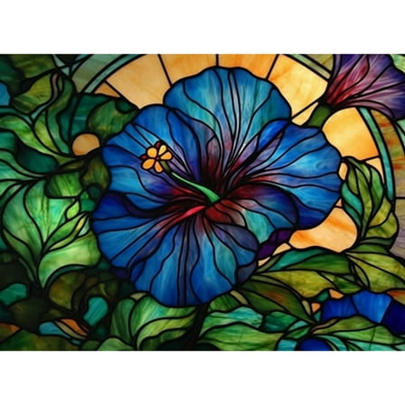 Stained Glass Mornning Glory 5D Diamond Art Painting by Number Kits for Adults DIY Paint with Round Full Drill Diamond Gems Painting Art Craft for Home Wall Decor 15.8x19.8inch(1)