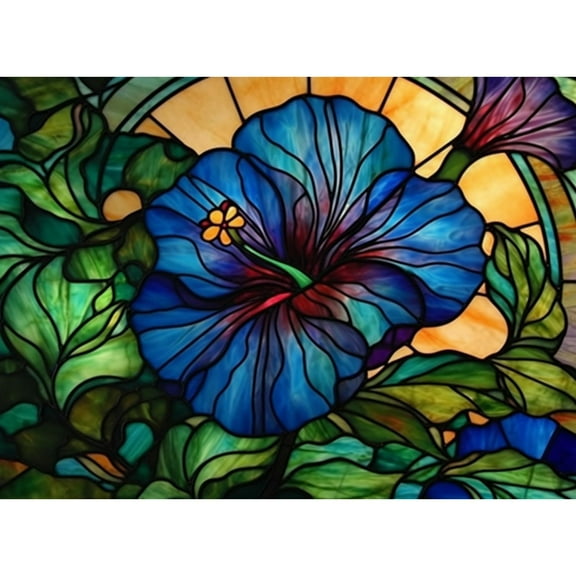 Stained Glass Mornning Glory 5D Diamond Art Painting by Number Kits for Adults DIY Paint with Round Full Drill Diamond Gems Painting Art Craft for Home Wall Decor 15.8x19.8inch(1)