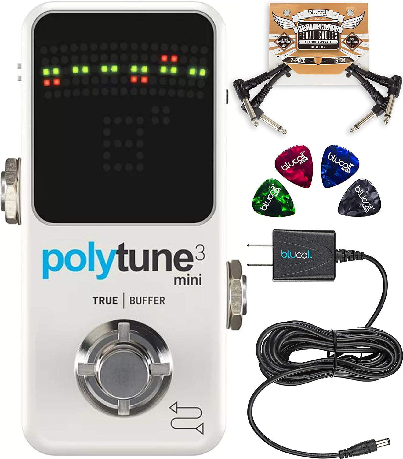 TC Electronic PolyTune 3 Mini Tuner Pedal with Blucoil 9V Adapter