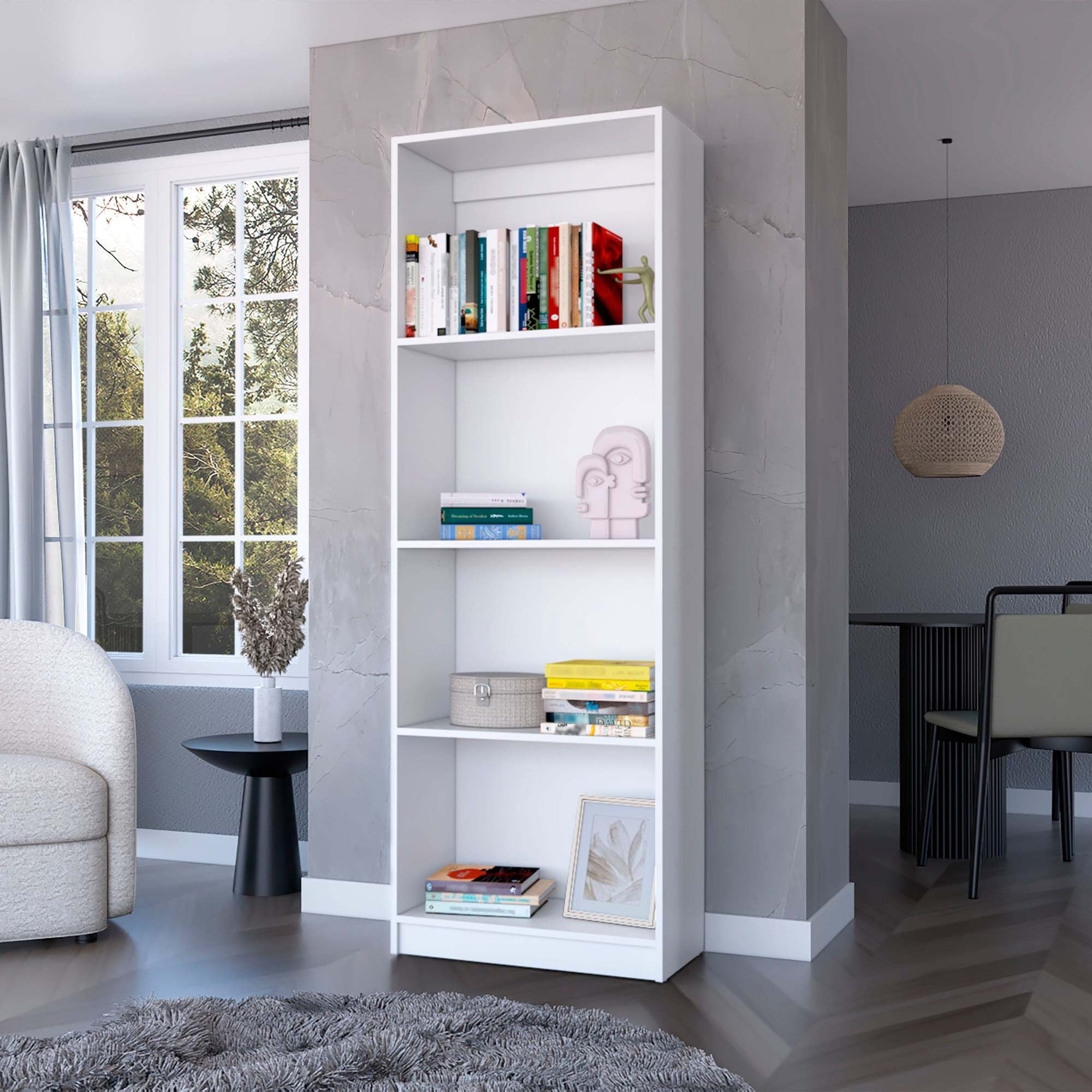 4-Tier Tall Bookcases 71.1" Freestanding Storage Living Shelves Bookcase
