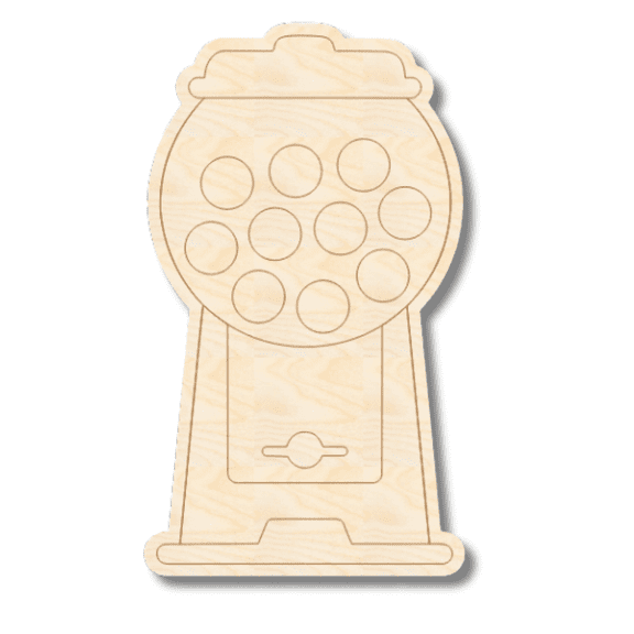 Unfinished Wood Etched Gumball Machine Shape | Paint By Line Crafts 10" / 1/8"