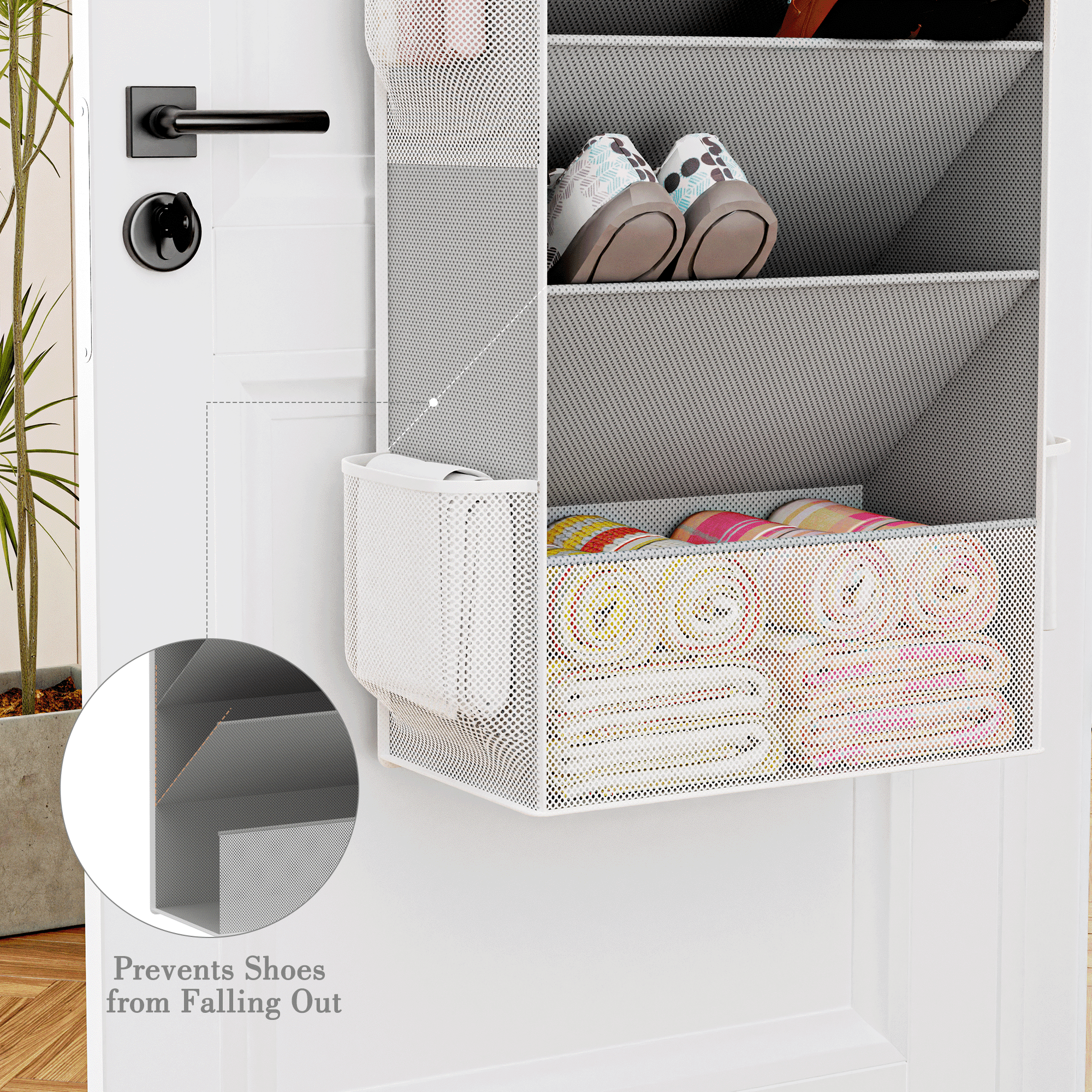 Criusia Over the Door Shoe Organizer, Hanging Shoe Storage with Deep Pockets ,Ideal for Sneakers, Heels, Boots, Fits 16-24 Pairs of Shoes, Gray