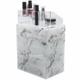thumbnail image 6 of Cosmetic Makeup and Jewelry Storage Case Display Marble Print Holder Organizer for Bedroom, Living Room, Office, 6 of 7