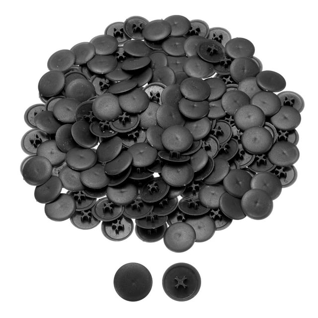 Uxcell 150Pcs Tapas de Plástico para Cabezas de Tornillos Phillips, Cubiertas de Tapas de Tornillo de 17mm, Negro