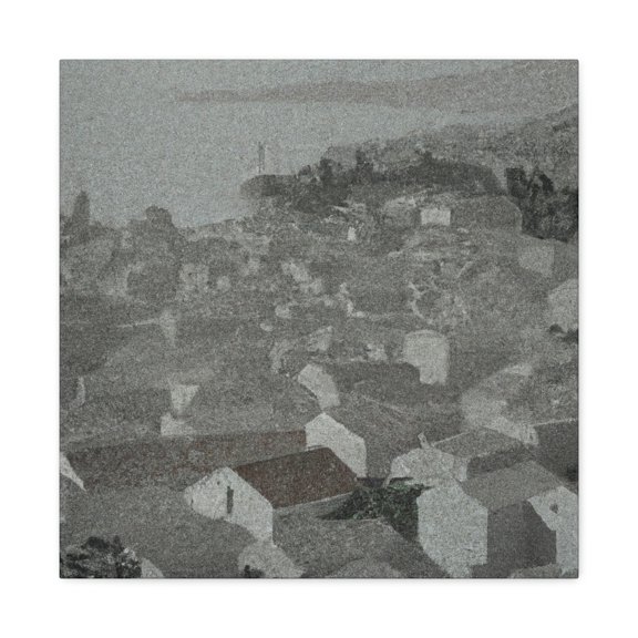 Mediterranean Pointillism Scene - Canvas