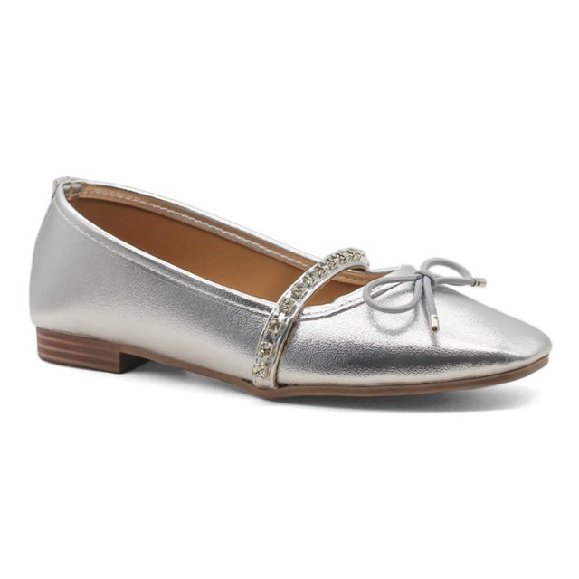 Flats clásicas Exterior Sintético Color Plata Para Mujer De RBCOLLECTION