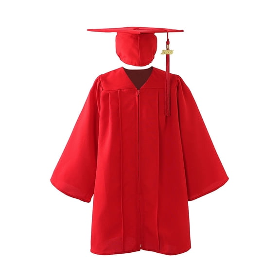 hiryomu Graduation Uniform Set Children Kindergarten Graduation Uniform with Hat Tassel V Neck Knee Length Long Sleeve Zipper Closure Elementary Graduation