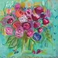 thumbnail image 2 of Zaman, Farida 26x26 Black Ornate Wood Framed with Double Matting Museum Art Print Titled - Pink Peonies, 2 of 4