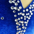 thumbnail image 5 of LIUHUO Custom Short Sleeved Figure Skating Dress for Girls & Ladies - Velvet, Royal Blue with Line - shaped Rhinestone Decorations at Splicing, 5 of 8